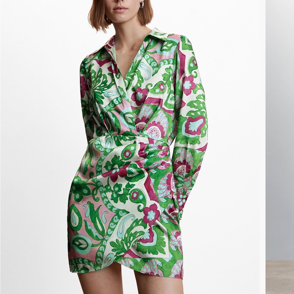Mango Zara satin wrap dress S